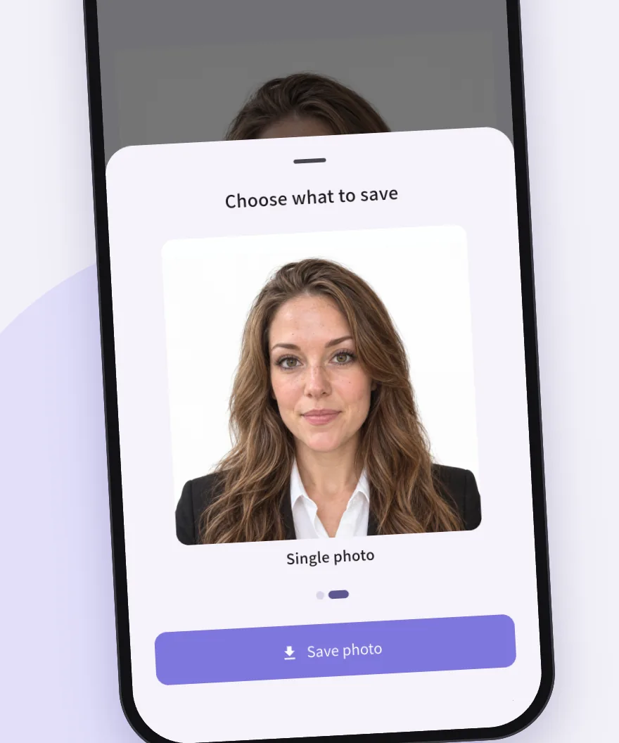 The app screen for saving the photo